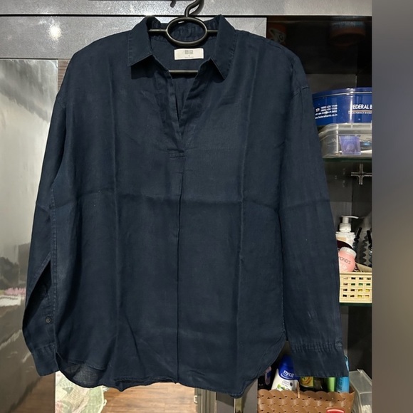 Uniqlo skipper linen blouse. Size M. Used gently - Picture 7 of 7